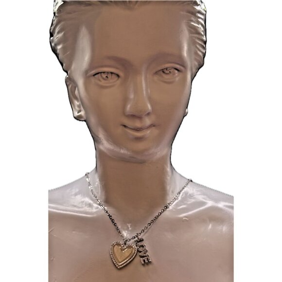 Lesa Michele Pave CZ Love Charm Gold-Plated Sterling Heart Pendant Necklace-16" - Picture 2 of 5